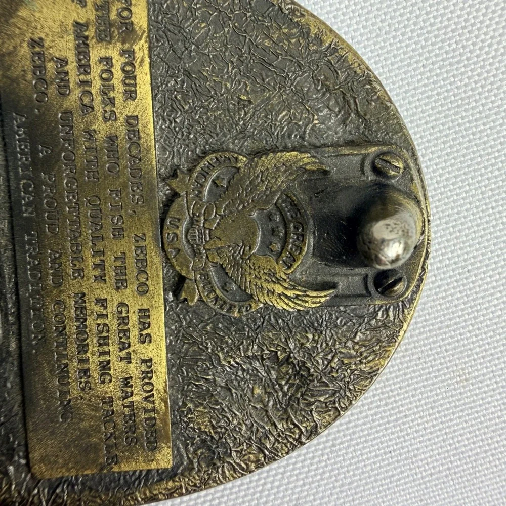 Zebco 40th Anniversary Belt‎ Buckle 1949-1989 Limited Edition Bass Fishing Brass